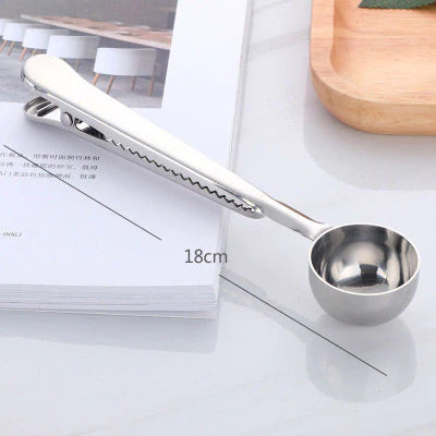 Two-In-One Stainless Steel Coffee Spoon and Sealing Clip