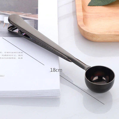 Two-In-One Stainless Steel Coffee Spoon and Sealing Clip
